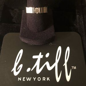 BRAND NEW B TIFF STAINLESS STEEL & SWAROVSKI RING